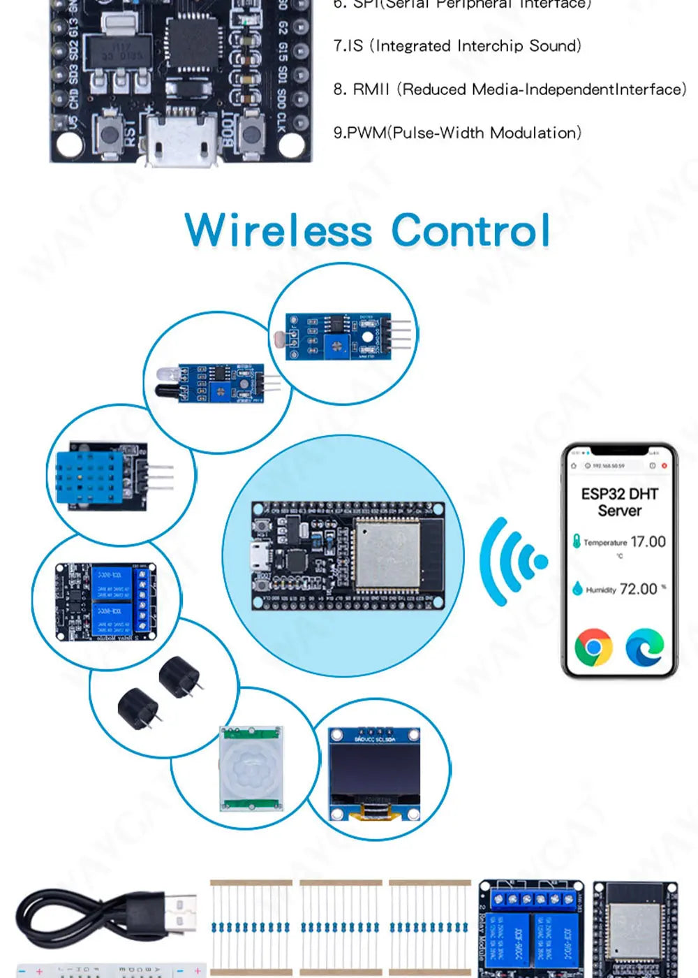 DIY Starter Kit for ESP32 ESP-32S WIFI with Storage Box Learning Basic Starter Kit 0.96 Inch Oled Pir Motion Sensor