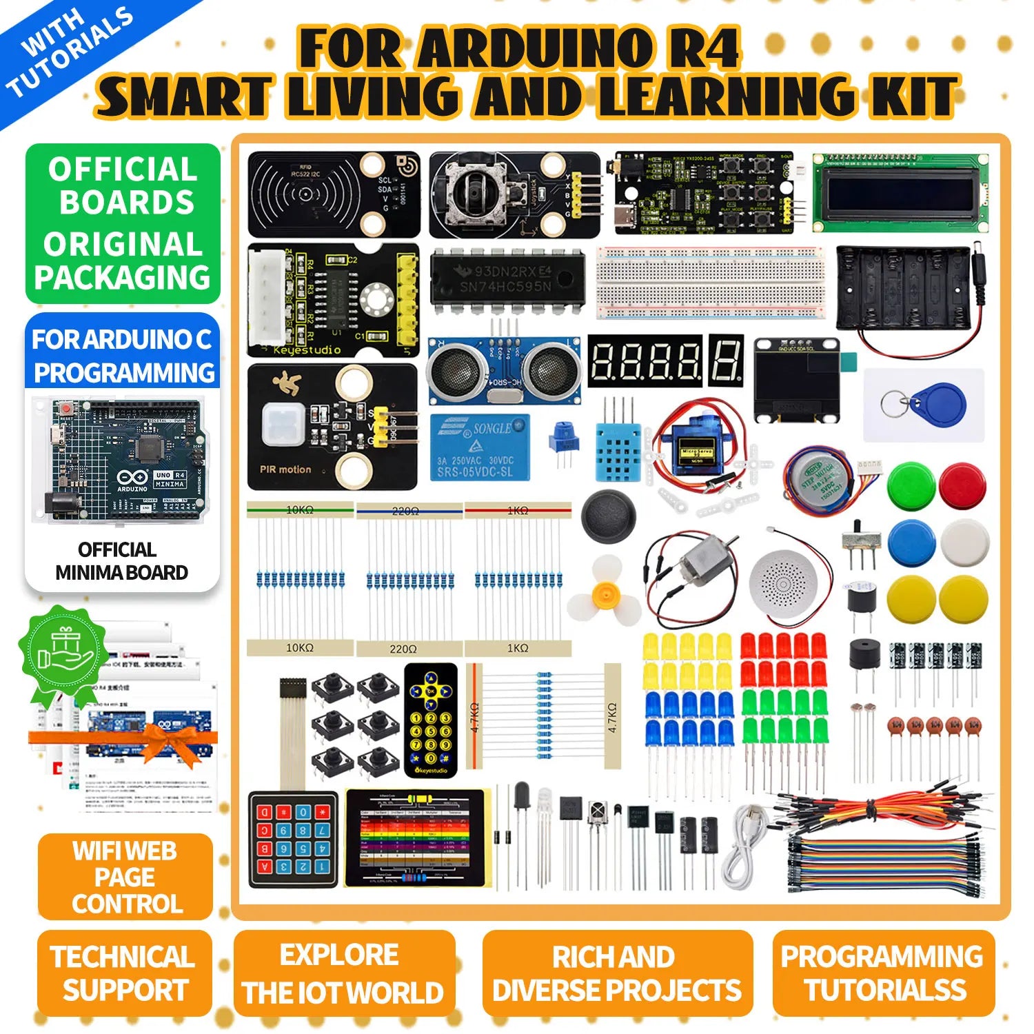 Keyestudio Programming Starter Smart Living And Learning Kit With Original Arduino U-NO R4 Minima Board For Arduino