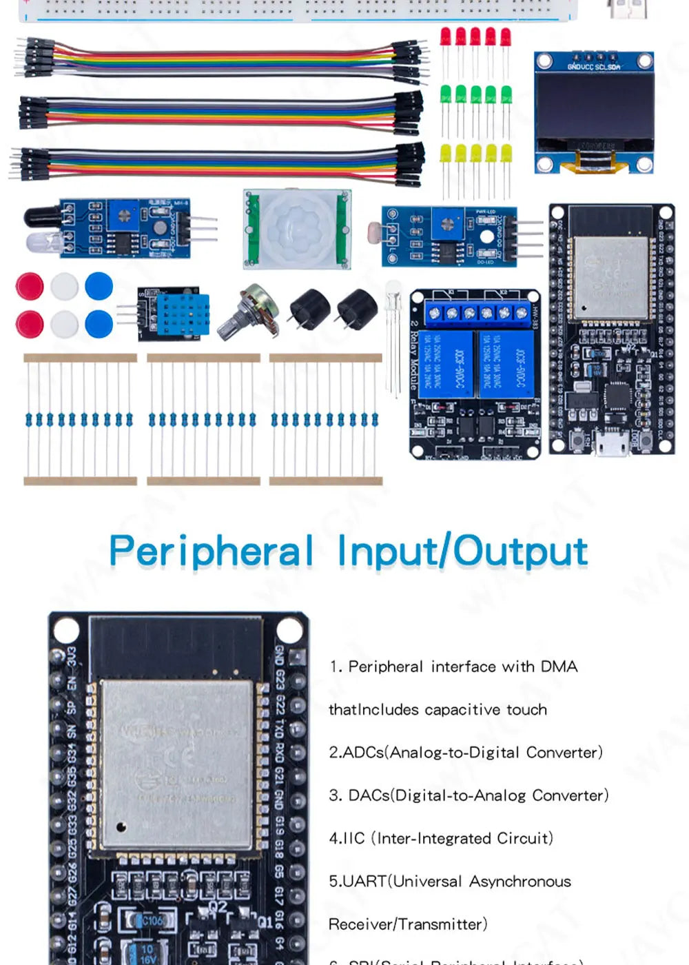 DIY Starter Kit for ESP32 ESP-32S WIFI with Storage Box Learning Basic Starter Kit 0.96 Inch Oled Pir Motion Sensor
