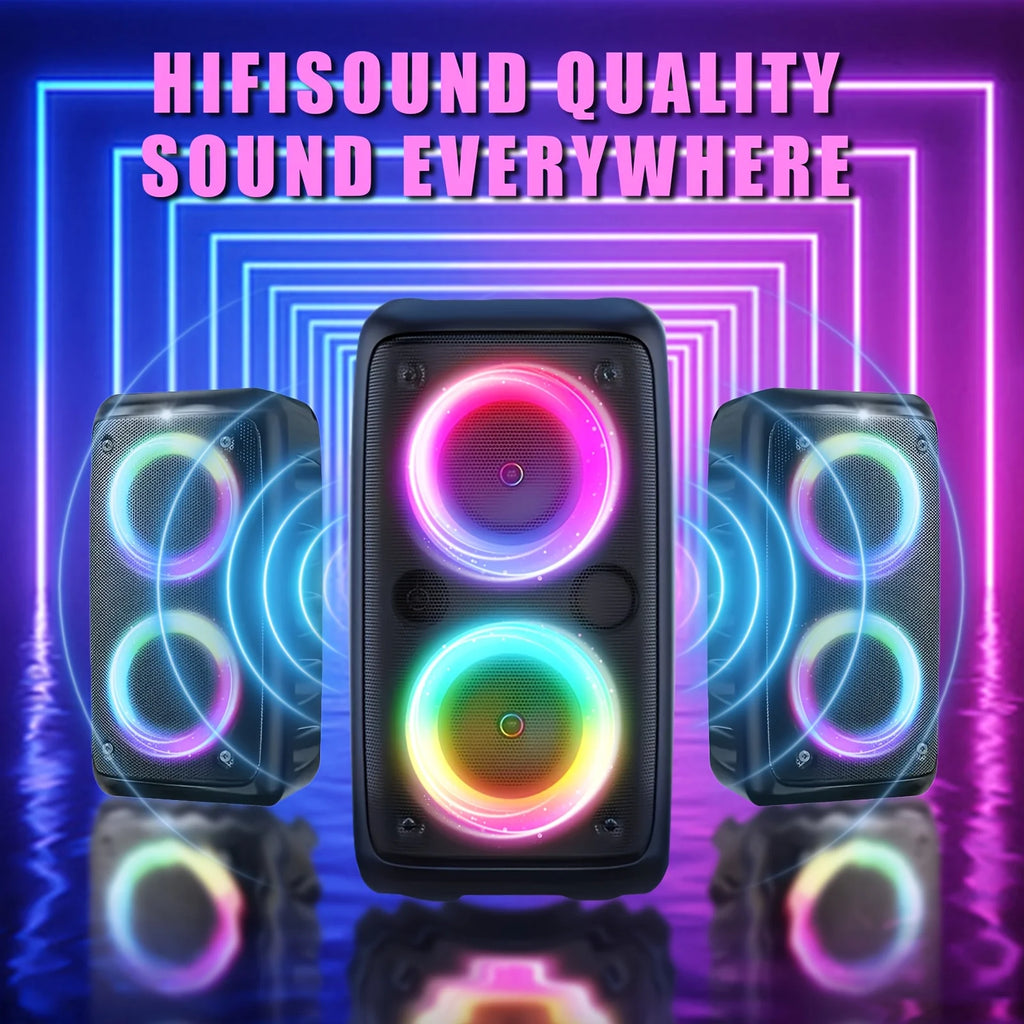 6000W Portable Speaker, Wireless Stereo, TWS, Color Lights, USB/TF Card, for Outdoor, Camping, Backyard Party, Bluetooth Speaker