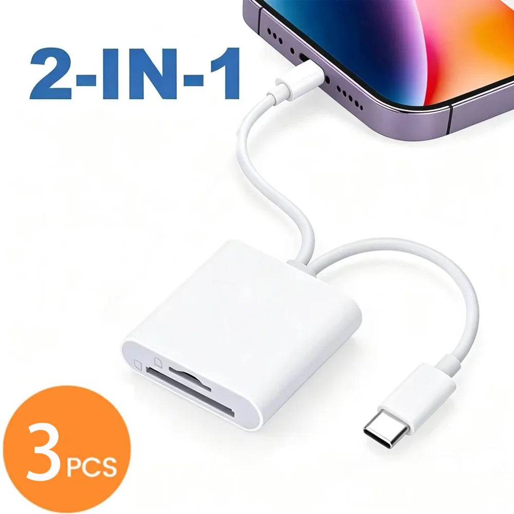 5‑in‑1 USB 3.0 Card Reader Lightning Type C SD TF Memory Card Adapter for iPhone iPad MacBook Samsung Android Phone Laptop