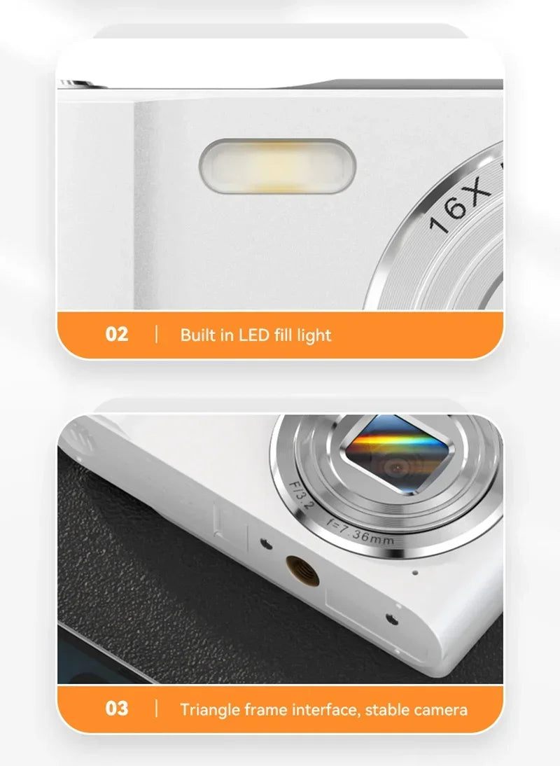 Lenovo 5K Digital Camera 50MP 16X Student Camera Outdoor Anti-Shake Digital Video Camera Flash Video Recorder Small Video Camera