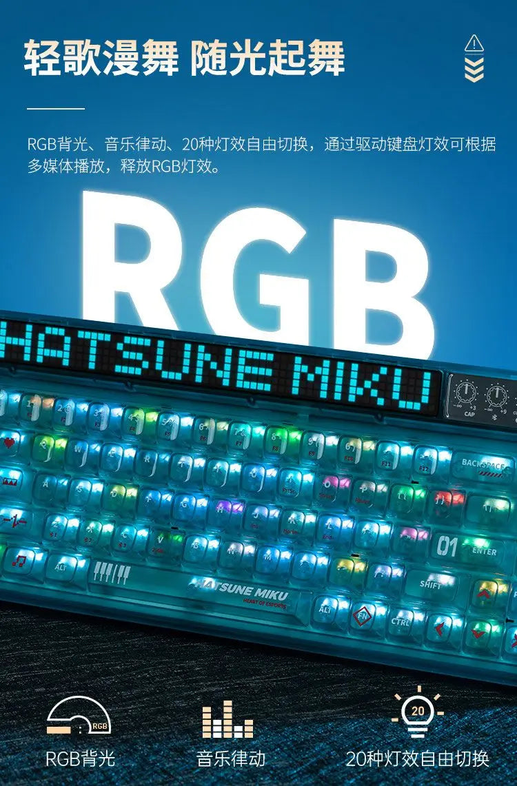 Hatsune Miku E-sports series Mechanical keyboard machinist 68 key customized axis wireless keyboard Wired Headset wireless mouse