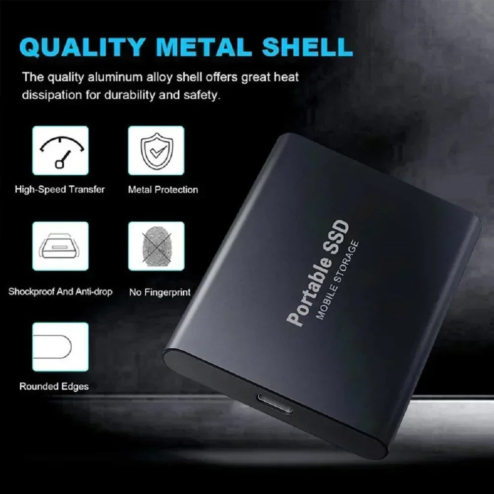 New External Hard Drive 2TB Portable SSD 4TB High-Speed Hard Disk 128TB Mass Mobile Solid State Drive USB3.1 for Laptops/PC/MAC