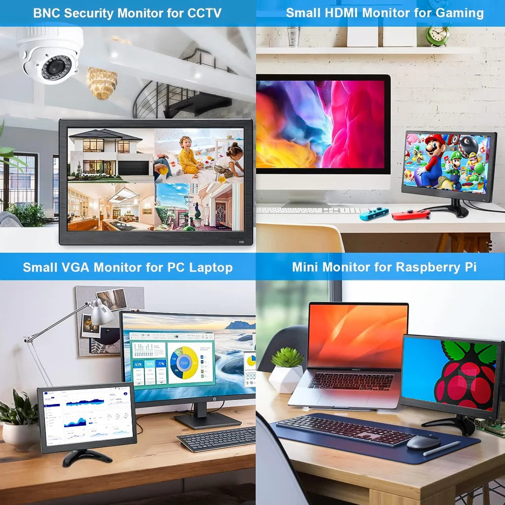 Hot Portable Monitor 11.6/10.1 Inch Small Display with HDMI VGA AV BNC USB Interface for Laptop Raspberry Pi Computer Monitor