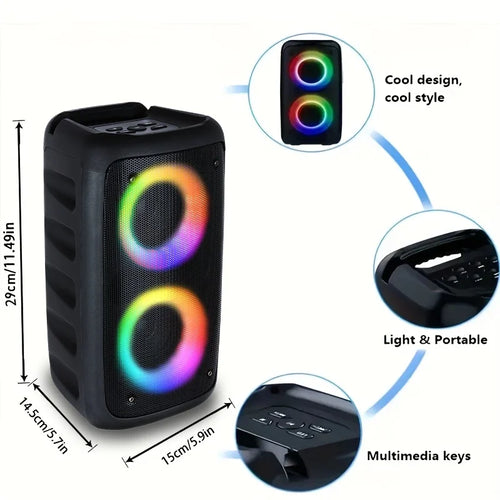 6000W Portable Speaker, Wireless Stereo, TWS, Color Lights, USB/TF Card, for Outdoor, Camping, Backyard Party, Bluetooth Speaker