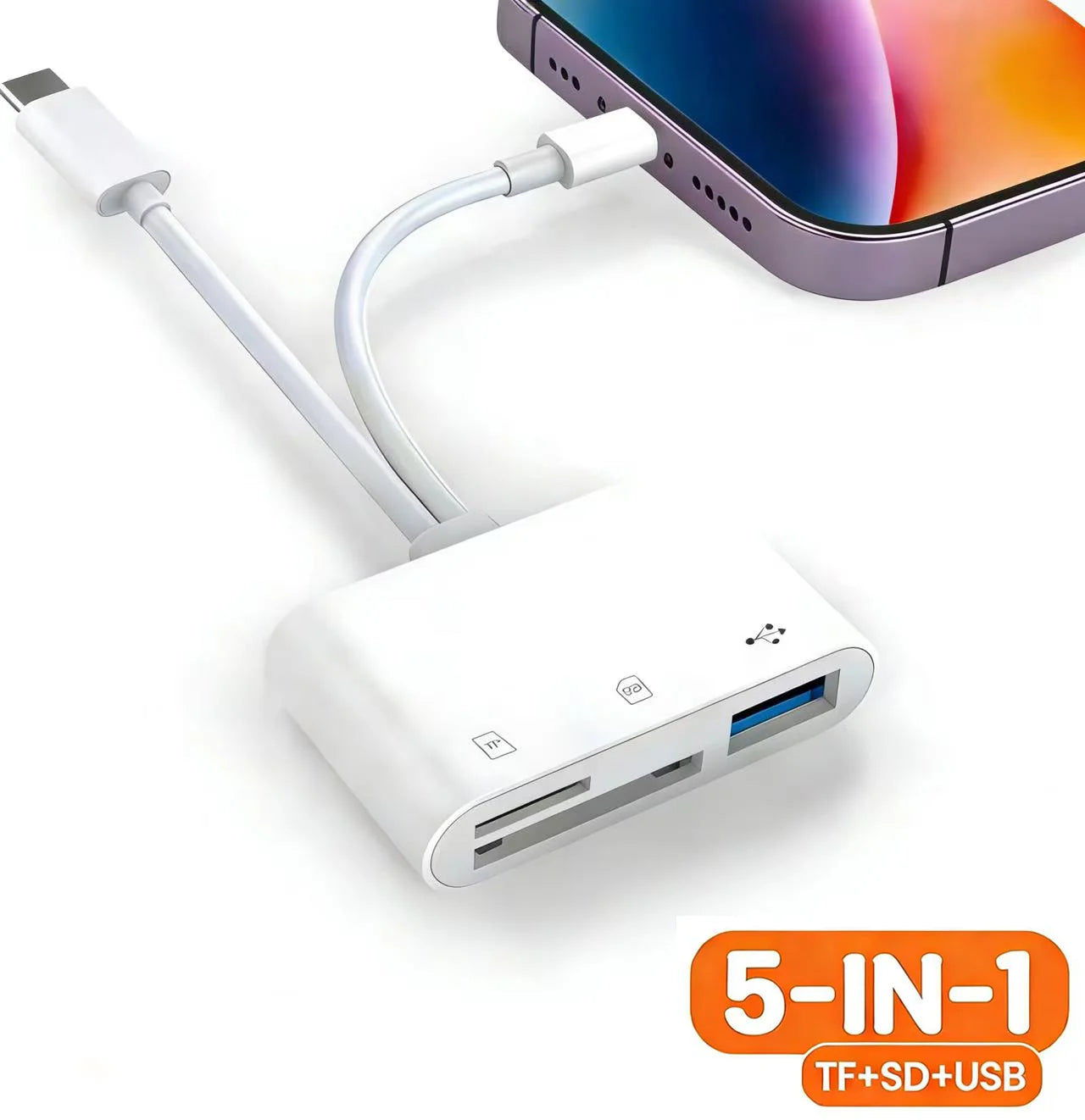 5‑in‑1 USB 3.0 Card Reader Lightning Type C SD TF Memory Card Adapter for iPhone iPad MacBook Samsung Android Phone Laptop