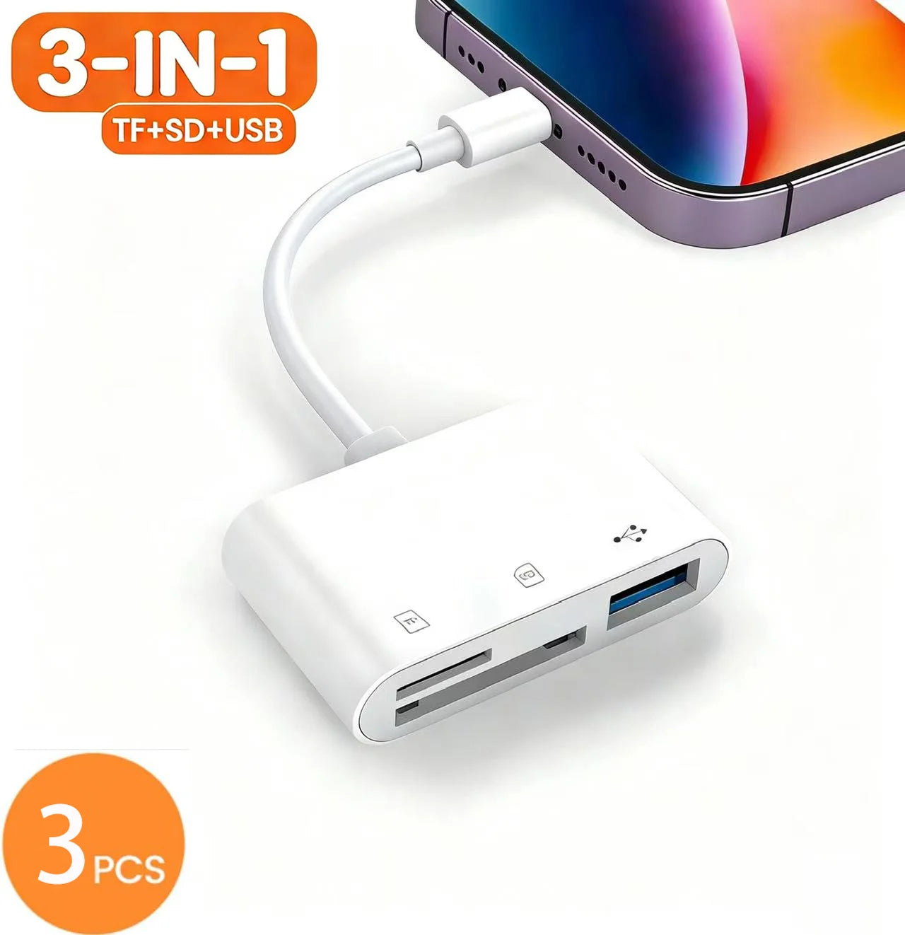 5‑in‑1 USB 3.0 Card Reader Lightning Type C SD TF Memory Card Adapter for iPhone iPad MacBook Samsung Android Phone Laptop