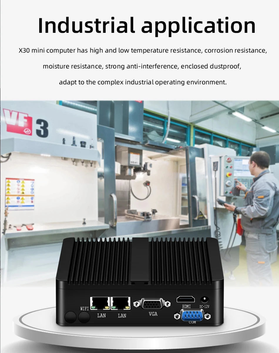 Helorpc Pfense Industrial Mini PC Inter Celeron Processor with 4XUSB HDMI VGA 2XRS232 Support Windows10/11 LINUX Deskto Computer