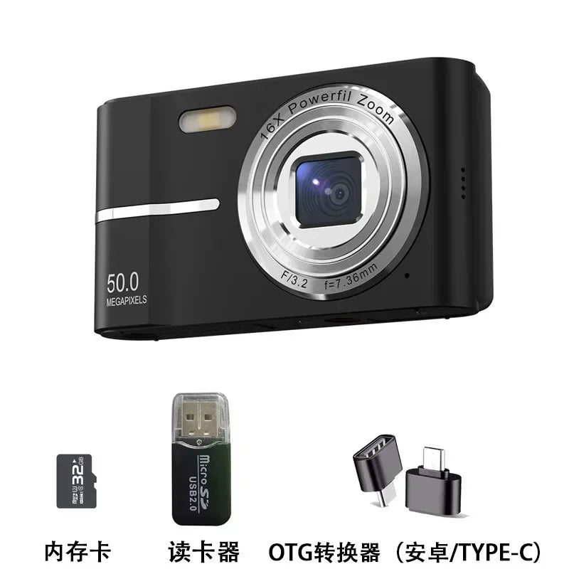 Lenovo 5K Digital Camera 50MP 16X Student Camera Outdoor Anti-Shake Digital Video Camera Flash Video Recorder Small Video Camera