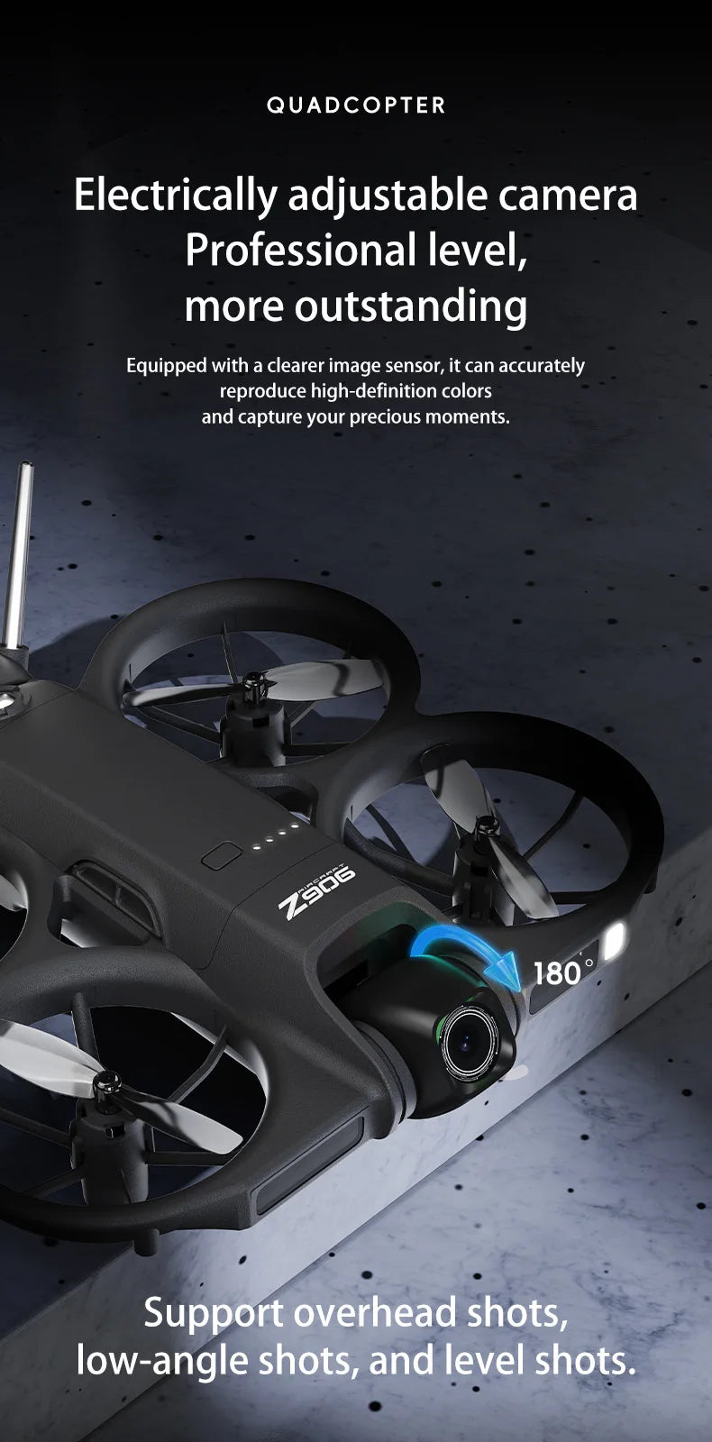 New Z906 Mini FPV Drone Big Screen Remote 180° Electric Adjust 4K Camera 3-Side Obstacle Avoidance Optical Flow With Landing Pad