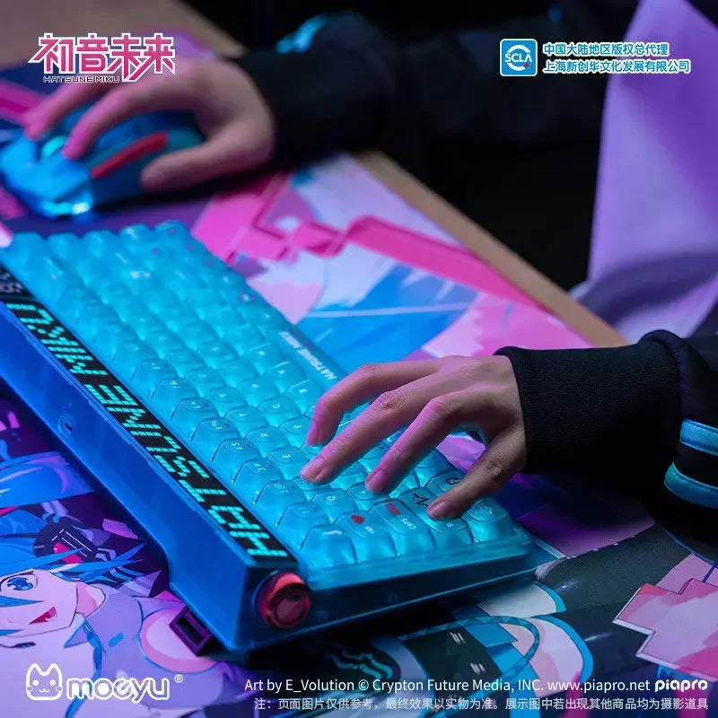 Hatsune Miku E-sports series Mechanical keyboard machinist 68 key customized axis wireless keyboard Wired Headset wireless mouse