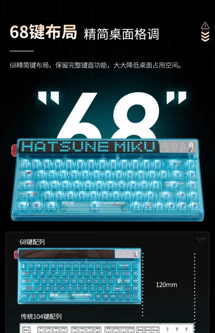 Hatsune Miku E-sports series Mechanical keyboard machinist 68 key customized axis wireless keyboard Wired Headset wireless mouse
