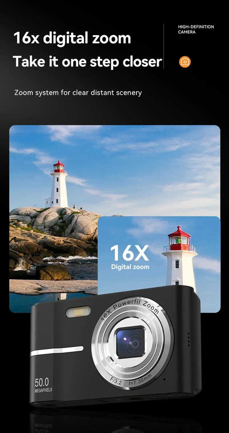 Lenovo 5K Digital Camera 50MP 16X Student Camera Outdoor Anti-Shake Digital Video Camera Flash Video Recorder Small Video Camera