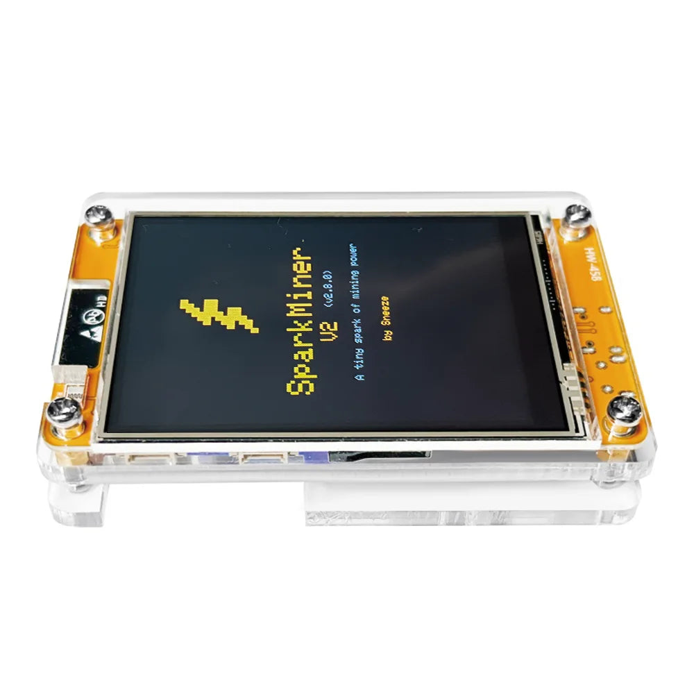 NEW! SparkMiner 700kH/s + Case⚡2x Faster Than Nerdminer BTC Solo Lottery Miner Bitcoin Crypto 2.8" Smart Display