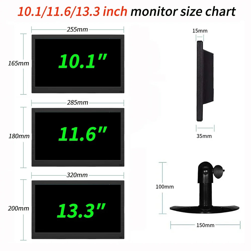 Hot Portable Monitor 11.6/10.1 Inch Small Display with HDMI VGA AV BNC USB Interface for Laptop Raspberry Pi Computer Monitor