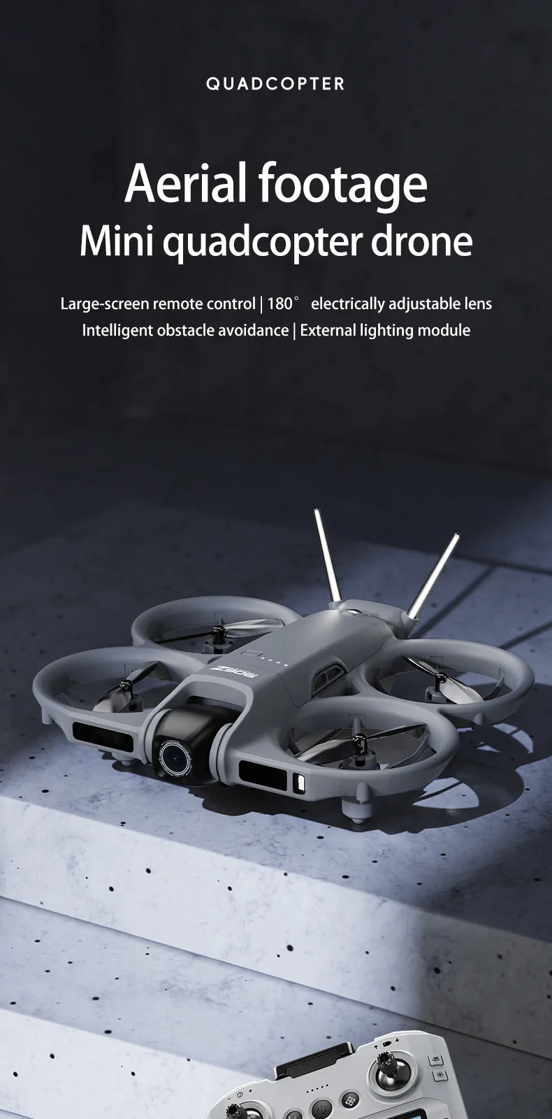 New Z906 Mini FPV Drone Big Screen Remote 180° Electric Adjust 4K Camera 3-Side Obstacle Avoidance Optical Flow With Landing Pad