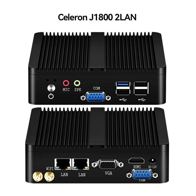 Helorpc Pfense Industrial Mini PC Inter Celeron Processor with 4XUSB HDMI VGA 2XRS232 Support Windows10/11 LINUX Deskto Computer