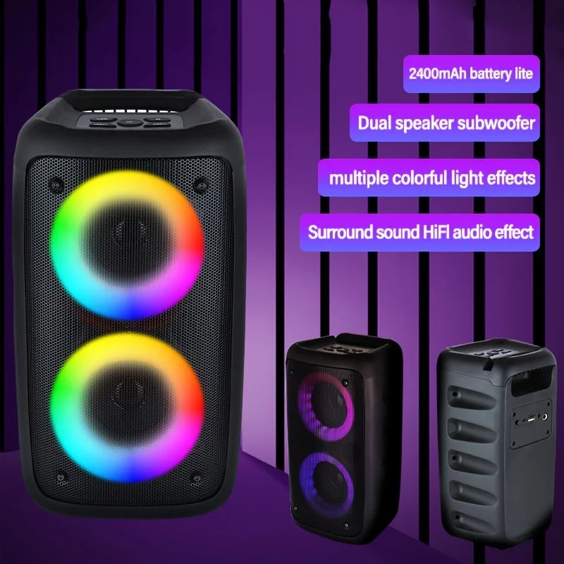 6000W Portable Speaker, Wireless Stereo, TWS, Color Lights, USB/TF Card, for Outdoor, Camping, Backyard Party, Bluetooth Speaker