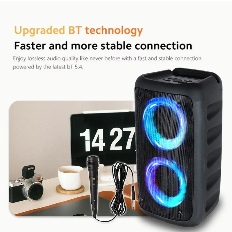 6000W Portable Speaker, Wireless Stereo, TWS, Color Lights, USB/TF Card, for Outdoor, Camping, Backyard Party, Bluetooth Speaker