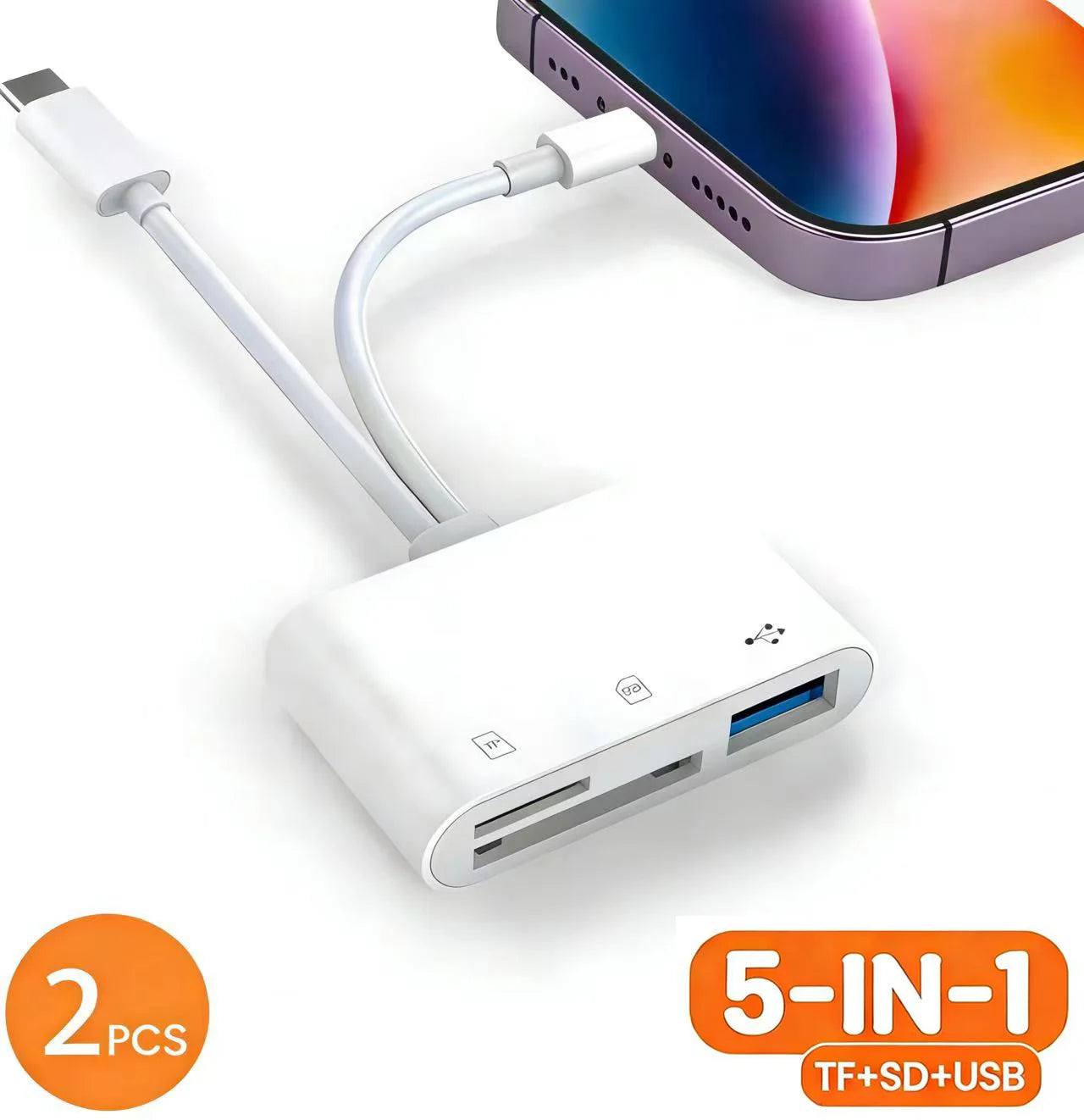 5‑in‑1 USB 3.0 Card Reader Lightning Type C SD TF Memory Card Adapter for iPhone iPad MacBook Samsung Android Phone Laptop