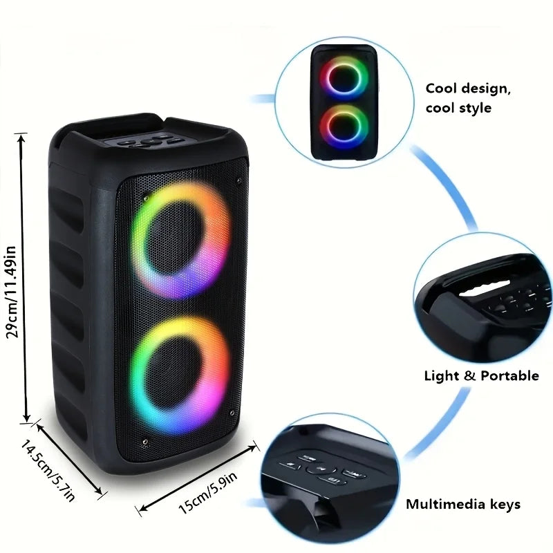 6000W Portable Speaker, Wireless Stereo, TWS, Color Lights, USB/TF Card, for Outdoor, Camping, Backyard Party, Bluetooth Speaker