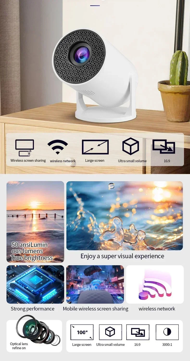 2026 HY300 Outdoor portable LED Projector 4KWifi 1080P 1280 720P HD Home Cinema Video Movies Video Game Projection