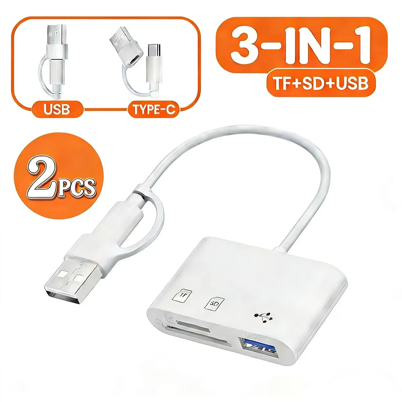 5‑in‑1 USB 3.0 Card Reader Lightning Type C SD TF Memory Card Adapter for iPhone iPad MacBook Samsung Android Phone Laptop
