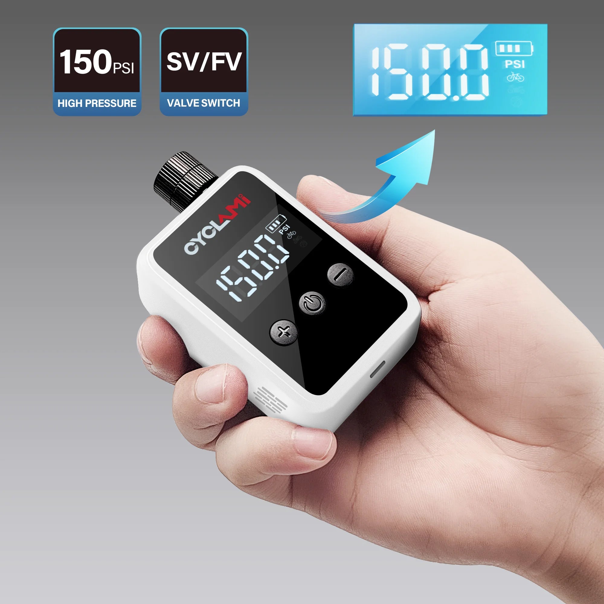 150PSI Portable Pocket Bike Electric Air Pump Schrader Presta Valve MTB MINI Rechargeable Compressor Tire Inflator CYCLAMI HW125