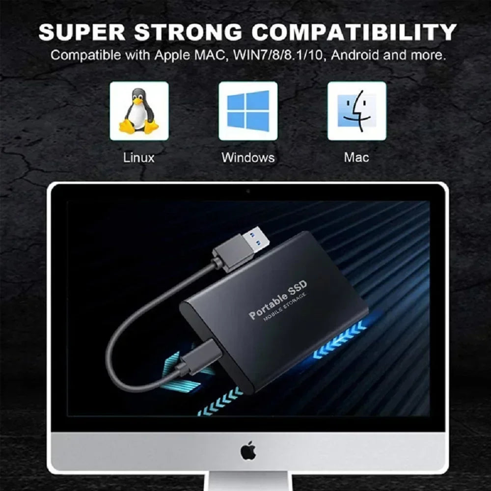 New External Hard Drive 2TB Portable SSD 4TB High-Speed Hard Disk 128TB Mass Mobile Solid State Drive USB3.1 for Laptops/PC/MAC