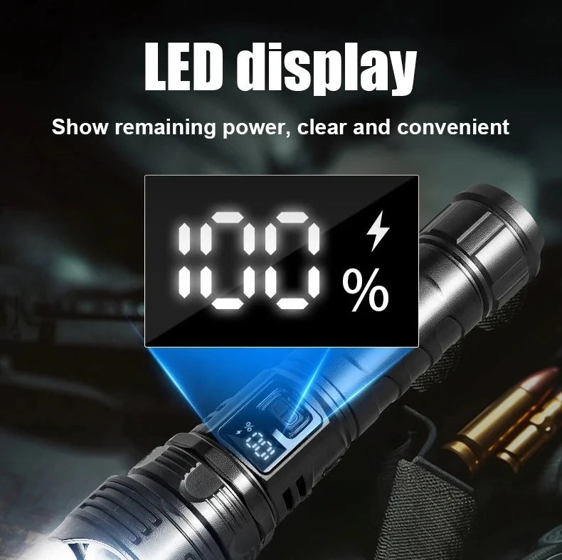 2000000 High Power LED Flashlights Type-C Rechargeable Torch Long Shot 1000M Waterproof Handlamp Outdoor Camping Fishing Lantern