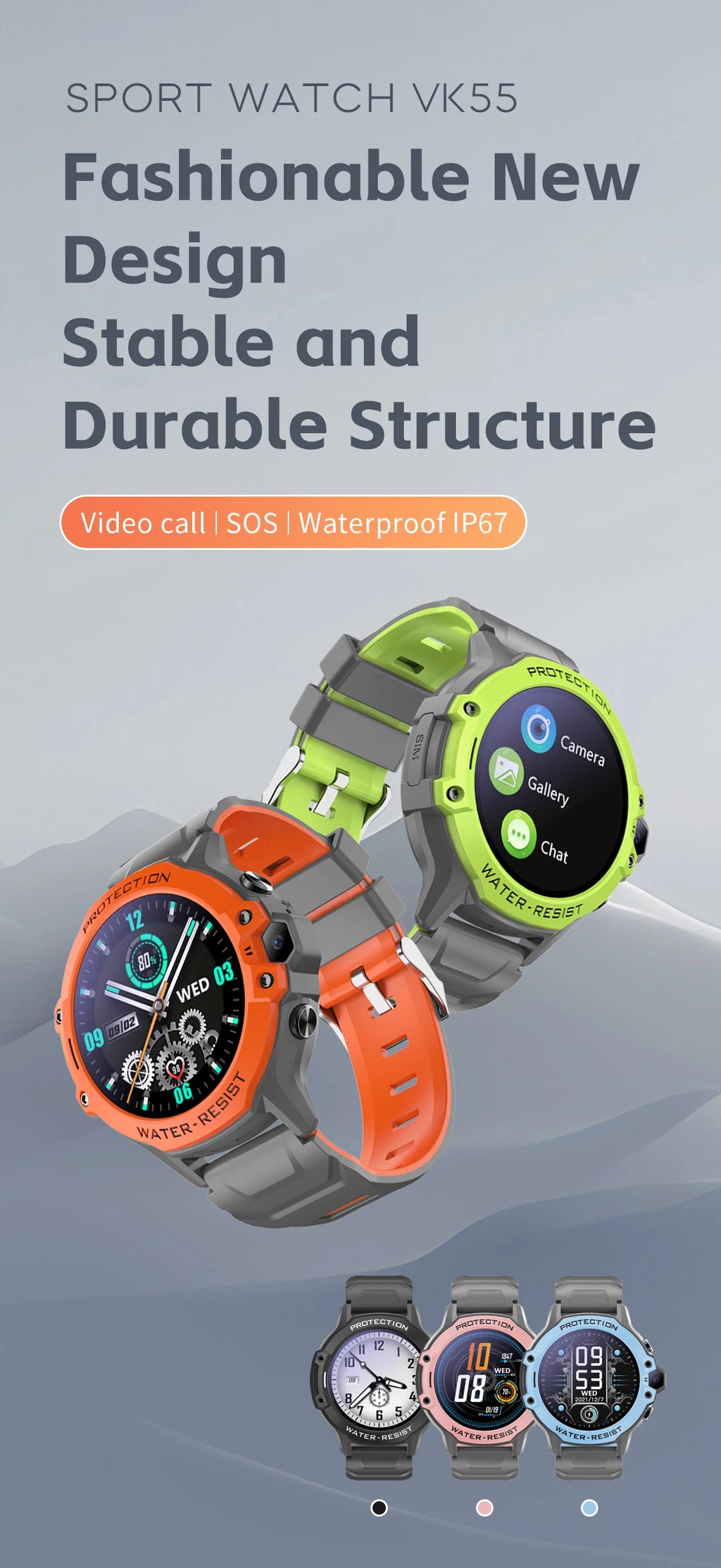 VALDUS 2025 New VK55 Kids Watch GPS SOS Call With 0.3 Mpix Camera 4G SIM Card Children Waterproof Smartwatch For Boys Grils Gift