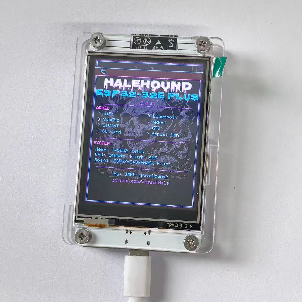 ESP32 HaleHound Dev Board: Firmware Version V3.4.0 WiFi/Bluetooth Net Monitor, 2.8" Touch, RSSI Readout