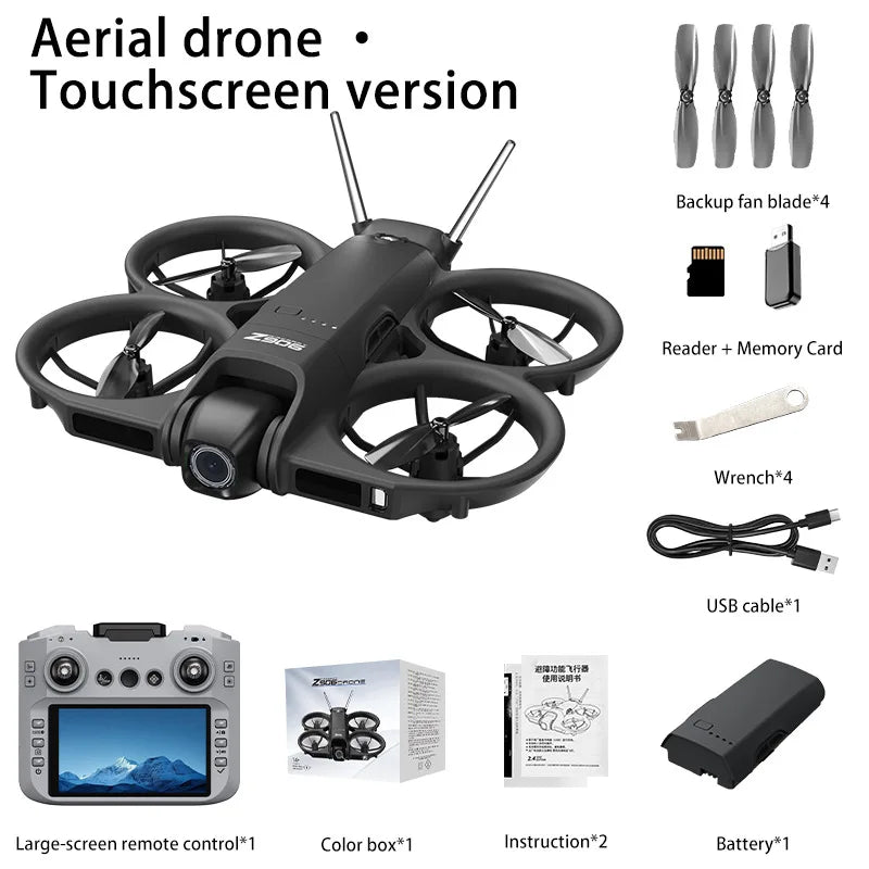 New Z906 Mini FPV Drone Big Screen Remote 180° Electric Adjust 4K Camera 3-Side Obstacle Avoidance Optical Flow With Landing Pad