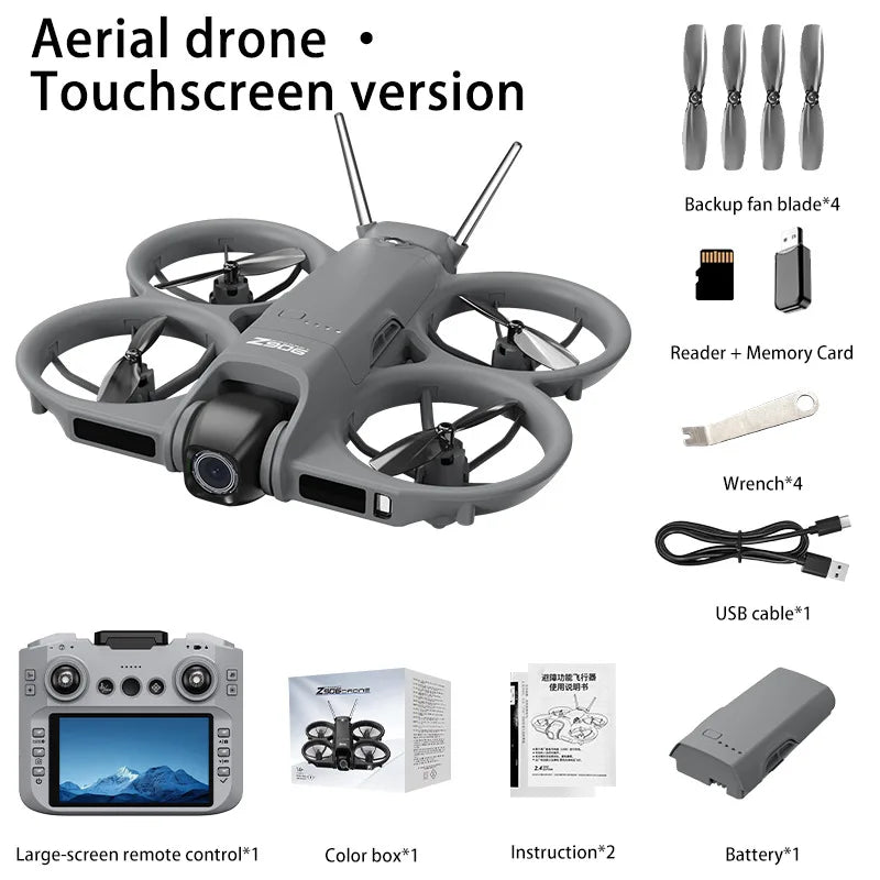 New Z906 Mini FPV Drone Big Screen Remote 180° Electric Adjust 4K Camera 3-Side Obstacle Avoidance Optical Flow With Landing Pad