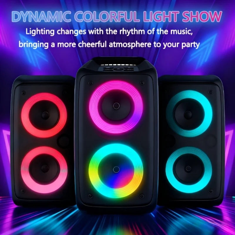 6000W Portable Speaker, Wireless Stereo, TWS, Color Lights, USB/TF Card, for Outdoor, Camping, Backyard Party, Bluetooth Speaker