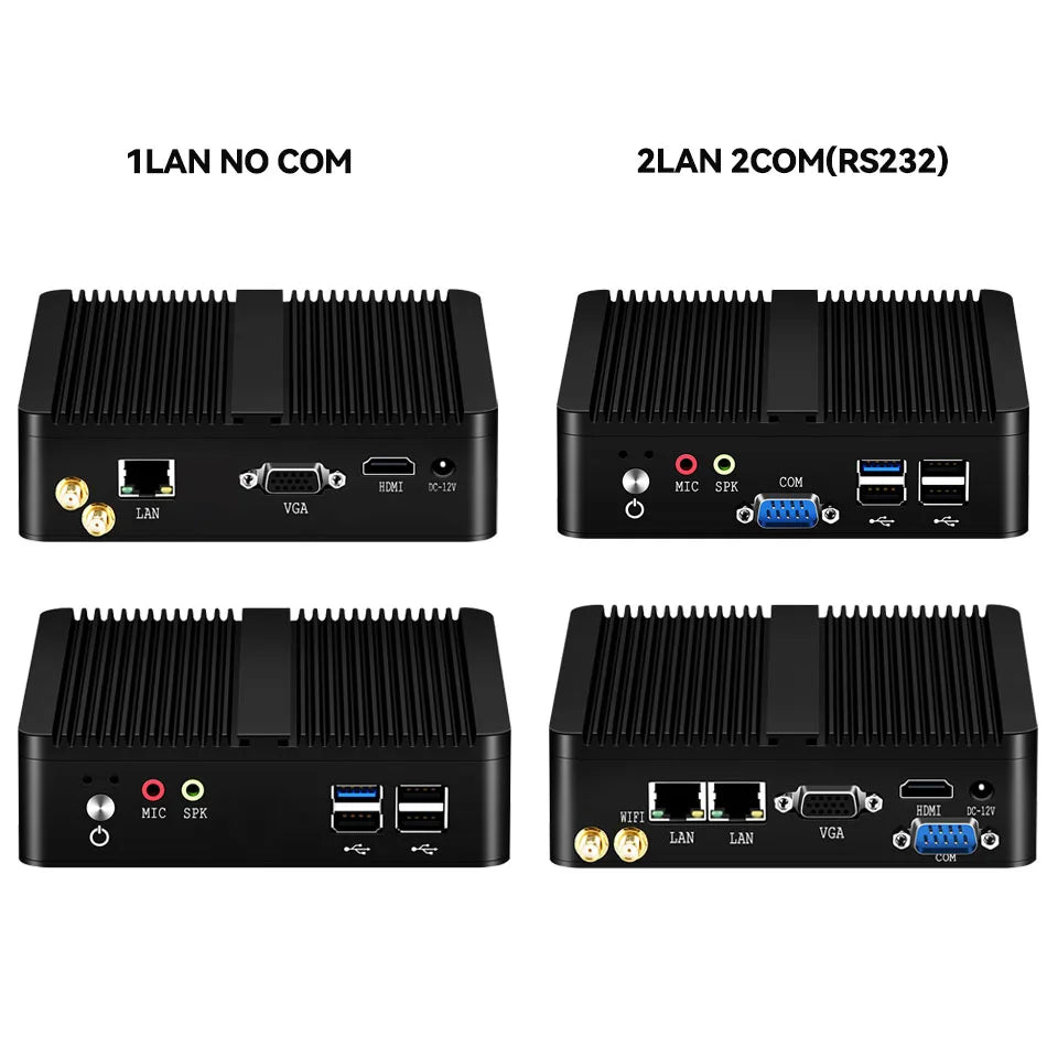 Helorpc Pfense Industrial Mini PC Inter Celeron Processor with 4XUSB HDMI VGA 2XRS232 Support Windows10/11 LINUX Deskto Computer
