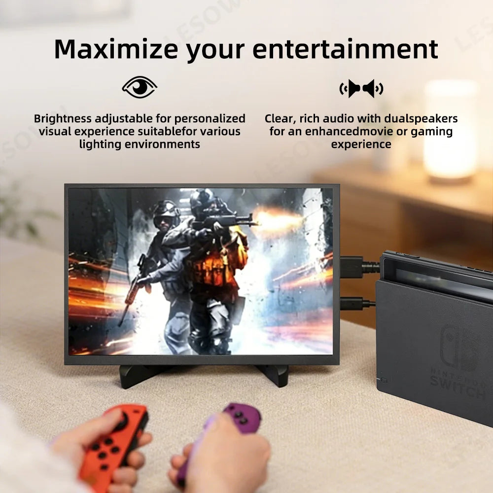 LESOWN Small Portable Monitor 10.1'' IPS 1280x800 USB C HDMI Laptop Second Screen External Display for Document Work PC