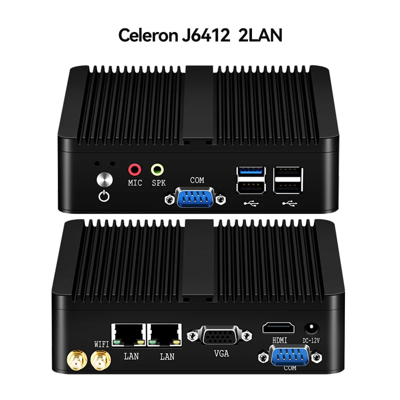 Helorpc Pfense Industrial Mini PC Inter Celeron Processor with 4XUSB HDMI VGA 2XRS232 Support Windows10/11 LINUX Deskto Computer