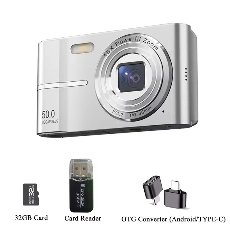 Lenovo 5K Digital Camera 50MP 16X Student Camera Outdoor Anti-Shake Digital Video Camera Flash Video Recorder Small Video Camera