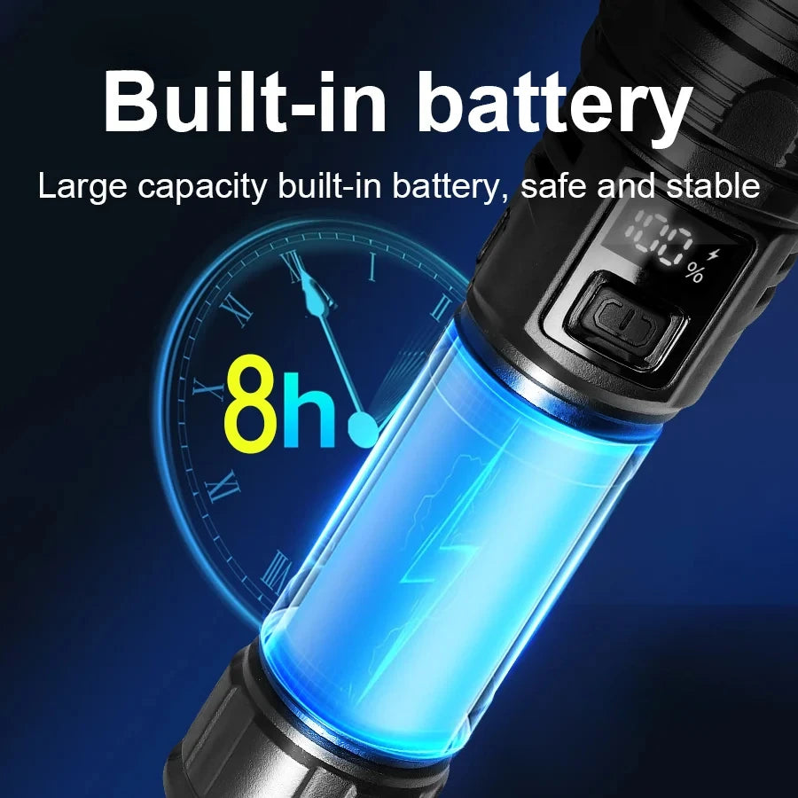 2000000 High Power LED Flashlights Type-C Rechargeable Torch Long Shot 1000M Waterproof Handlamp Outdoor Camping Fishing Lantern