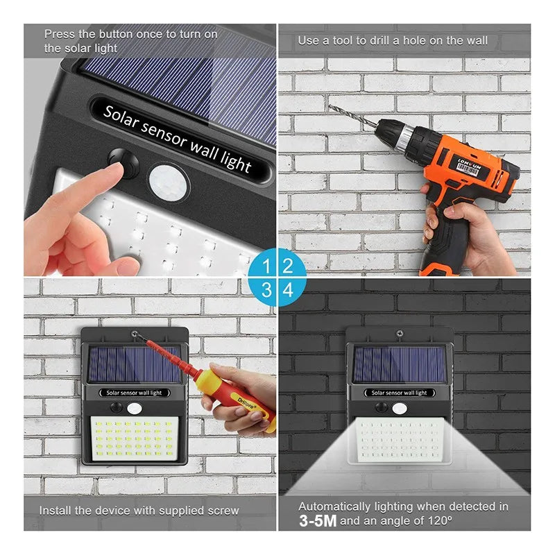 6/30 LED Solar Light PIR Motion Sensor Wall Light Outdoor Solar Lamp Waterproof Solar Powered Sunlight Street Lamp Garden Decor