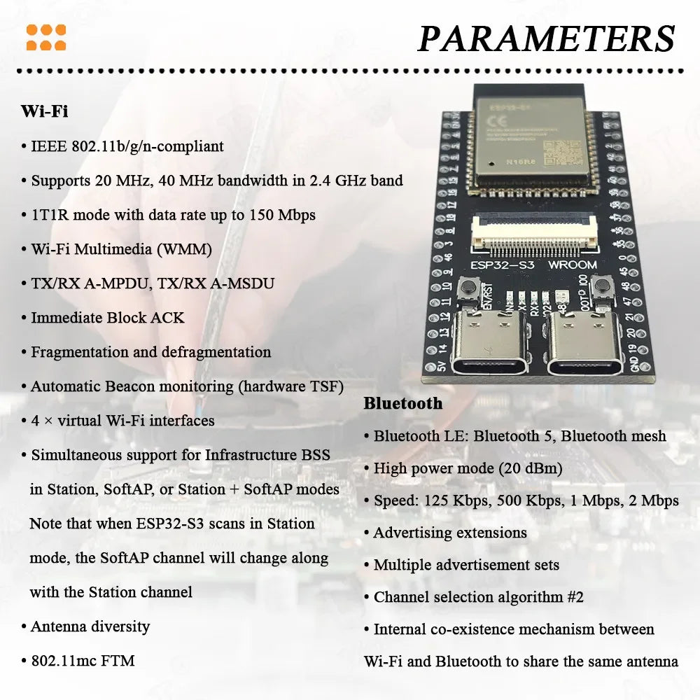 ESP32 S3 N16R8 CAM Development Board 2.4G Wifi BT Camera Module for OV2640 OV5640 8MB PSRAM 16MB FLASH ESP32-S3WROOM N16R8