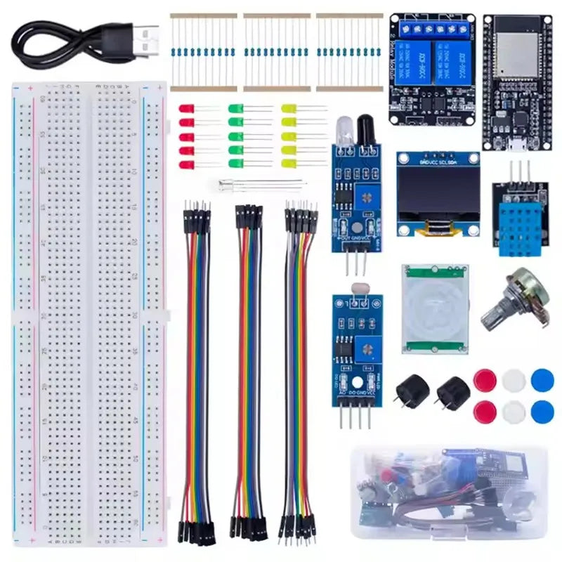 DIY Starter Kit for ESP32 ESP-32S WIFI with Storage Box Learning Basic Starter Kit 0.96 Inch Oled Pir Motion Sensor