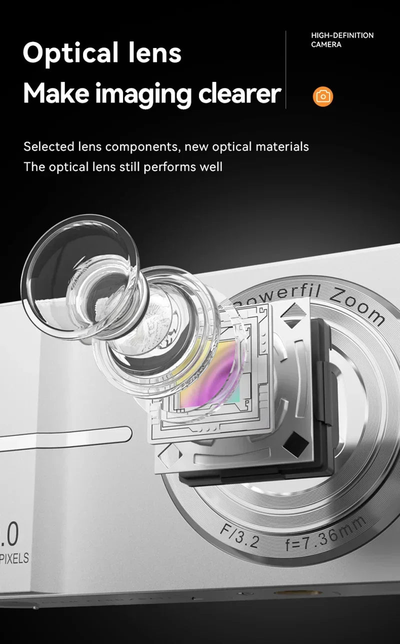 Lenovo 5K Digital Camera 50MP 16X Student Camera Outdoor Anti-Shake Digital Video Camera Flash Video Recorder Small Video Camera