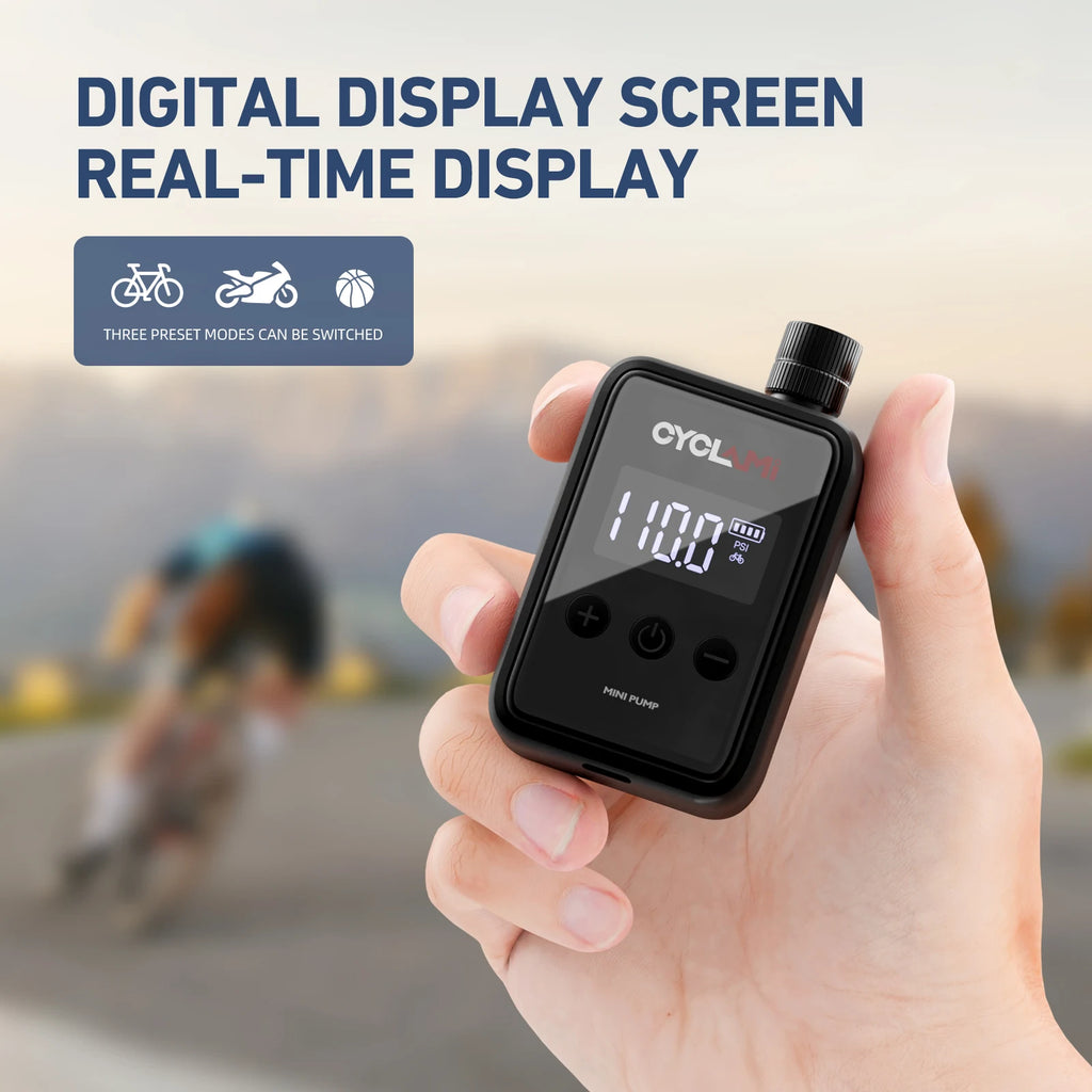 150PSI Portable Pocket Bike Electric Air Pump Schrader Presta Valve MTB MINI Rechargeable Compressor Tire Inflator CYCLAMI HW125