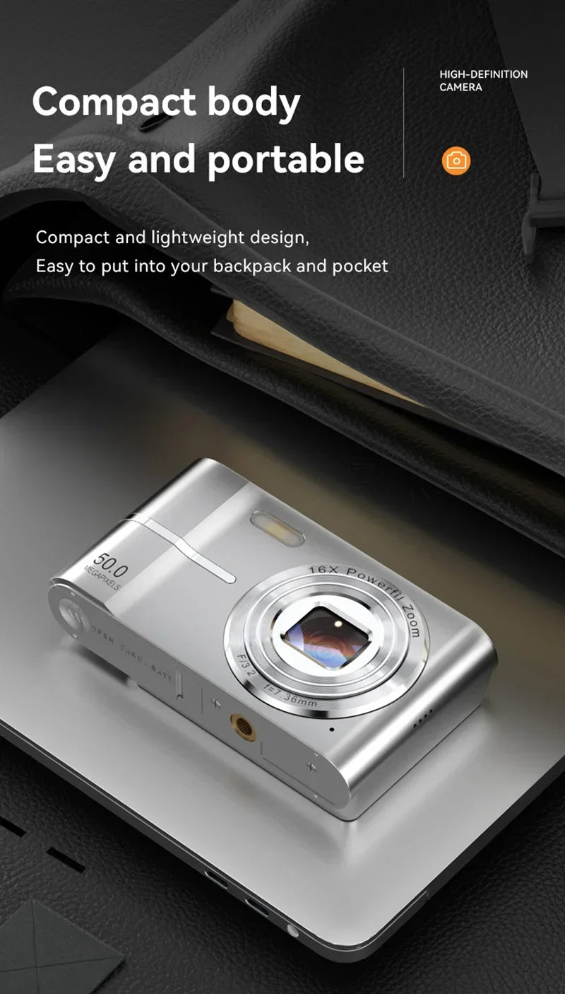 Lenovo 5K Digital Camera 50MP 16X Student Camera Outdoor Anti-Shake Digital Video Camera Flash Video Recorder Small Video Camera