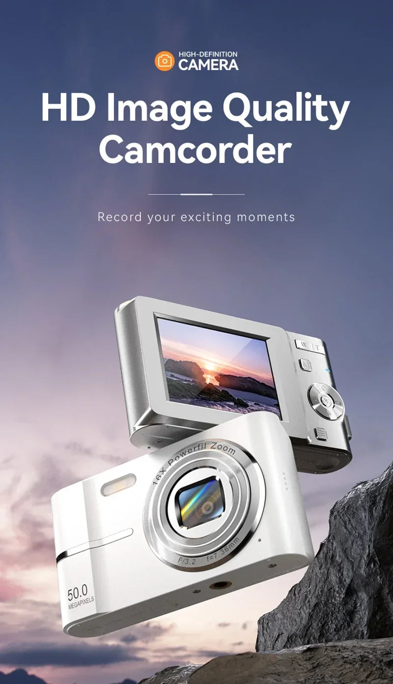 Lenovo 5K Digital Camera 50MP 16X Student Camera Outdoor Anti-Shake Digital Video Camera Flash Video Recorder Small Video Camera